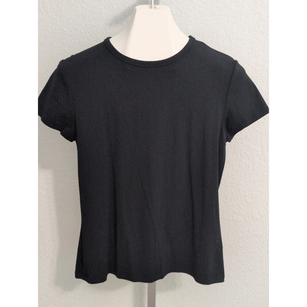 Apt. 9 Stretch Short Sleeve Womens Pullover Crew Neck Tee Top Shirt Dark Black L